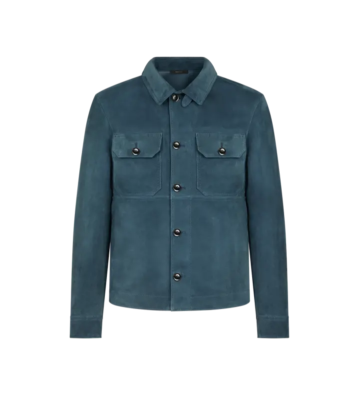 SUEDE LIGHTWEIGHT OUTERSHIRT SLATE BLUE online
